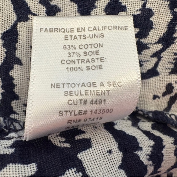 Trina Turk Womens Blouse Lightweight Cotton Woven Silk Ikat Collarless Sz. M - Picture 9 of 9